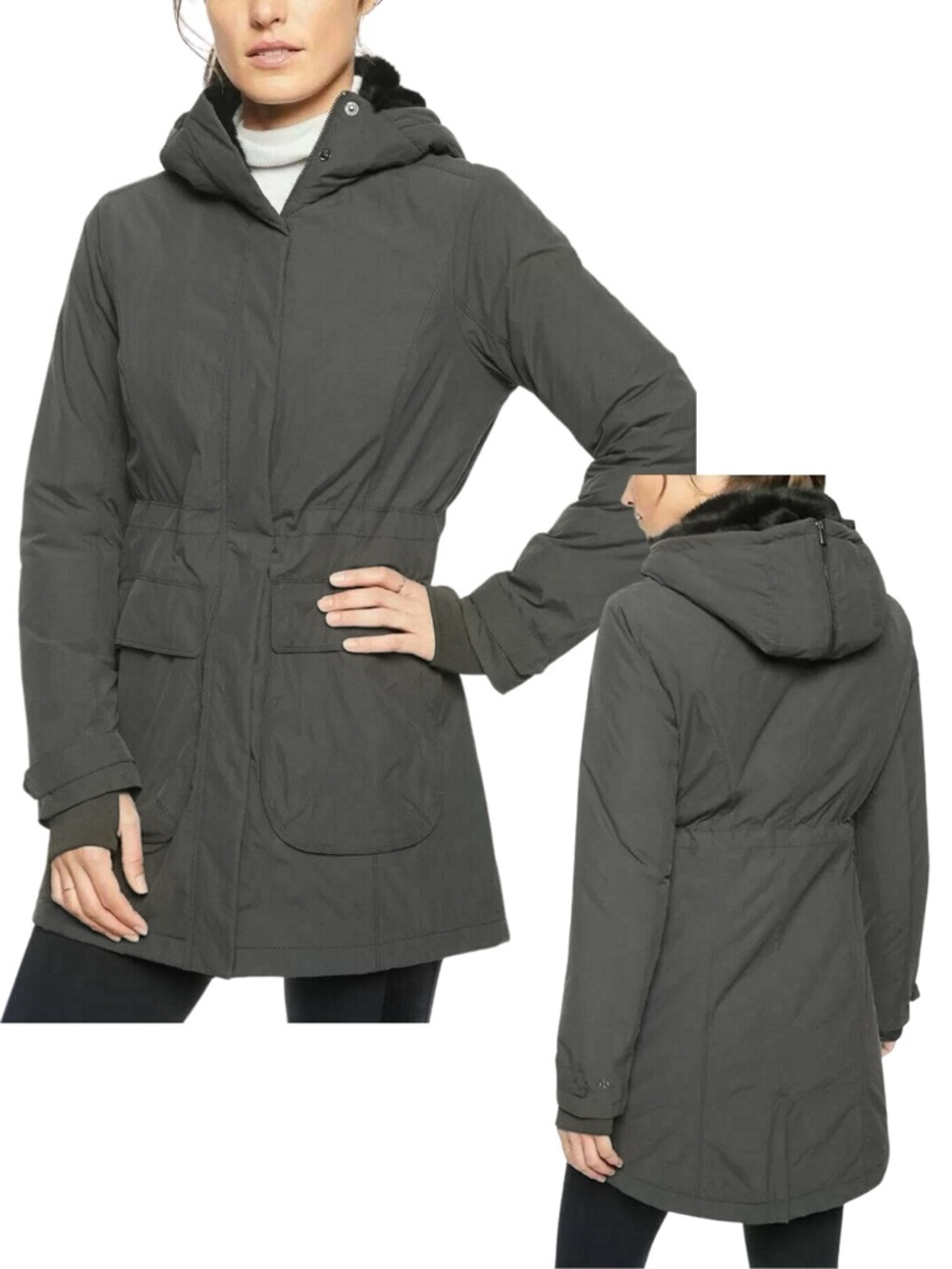 Athleta District Primaloft Parka Jacket Faux Fur Hood